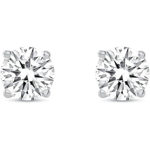 1 Ct Round Diamond Stud Earrings for Women 14k White Gold