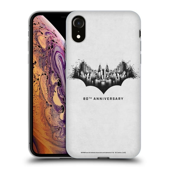 Head Case Designs Officially Licensed Batman DC Comics 80th Anniversary Logo Gotham Soft Gel Case Compatible with Apple iPhone XR