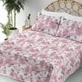 thumbnail image 3 of Ambesonne Floral Design Fitted & Flat Sheet with Shams 4 Pcs Set, Nude Colors Flowers, King, Blush Indigo Pastel Pink, 3 of 5