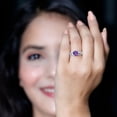 thumbnail image 4 of Rosec Jewels Amethyst Engagement Ring with Diamond (6 MM Round AAA Quality Amethyst), 14K White Gold, US 9.50, 4 of 8