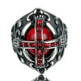 thumbnail image 4 of HOOUN Gothic Cross Vampire Red CZ Blood Ring Stainless Steel Men Crusaders Biker Ring-7, 4 of 6
