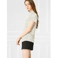 thumbnail image 4 of INSPIRE CHIC Blusa Tops De Lunares Volante Fruncido Manga Corta Cuello Alto Para Mujeres Beige S, 4 of 6