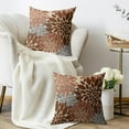 thumbnail image 3 of Brown Grey Gray Pillow Covers 20X20 Inch Set of 2, Spring Modern Geometry Dahlia Floral Print Decorative Throw Pillow Covers Outdoor Farmhouse Cushion Case for Couch Sofa Bed Decor, 3 of 5