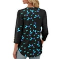 thumbnail image 4 of Xyxonk Womens Tops 3/4 Sleeve 2025 Retro Print Blouse Dressy Casual V Neck Tops Summer Fashion Shirts Dark Green 2XL, 4 of 5