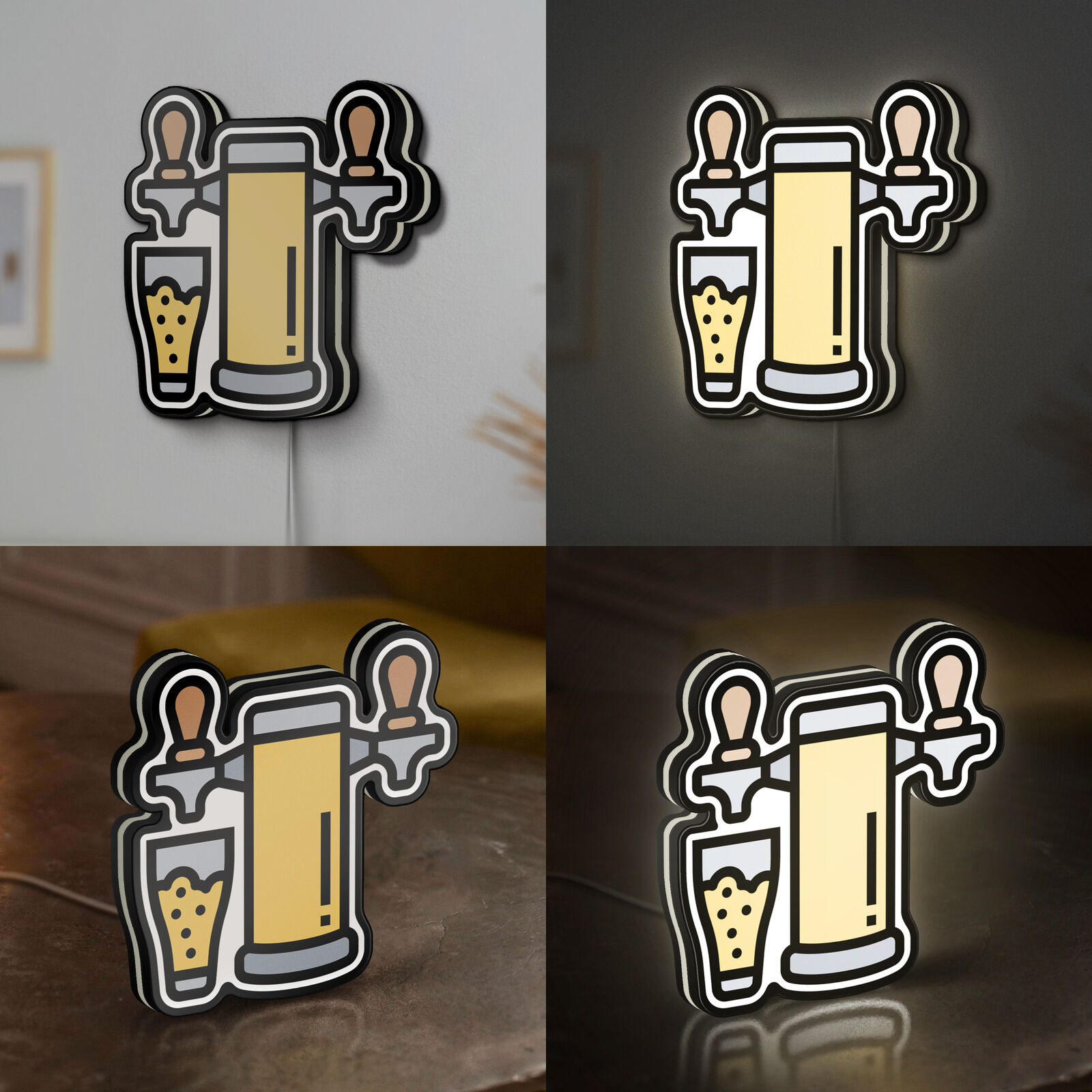 Beer Tap 3D Novelty Light Box, Bar and Beverage Lamp Decor with Faucet Design, Ideal for Party, Restaurant, and Pub Enthusiasts (Width 20 inch, 50cm)