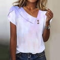 thumbnail image 2 of gakvbuo Summer Tops For Women 2025 Vacation Going Out Tops Women's V-Neck Fashion Casual Printed Button-Up Blouse T-shirt Tops Blouse, 2 of 5