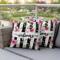 thumbnail image 6 of 2 Pack Outdoor Waterproof Throw Pillow Covers,Welcome Words Pink Flowers Decorative Square Pillow Case Patio Pillowcases for Chair Couch Sofa 16x16in, 6 of 9