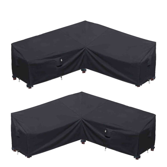 Patio Furniture Covers, Waterproof Outdoor Sectional Cover, PU Outdoor Furniture Sofa Covers L Shaped Oudoor Couch Cover, V-Shape Lawn Outside Protector