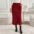 thumbnail image 3 of Byworldtasic Corduroy Skirt for Women High Waisted Pencil Midi Skirts Business Casual Work Office Winter Outfit, 3 of 8