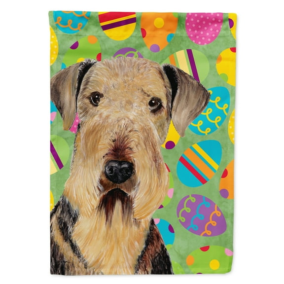 Carolines Treasures SC9453-FLAG-PARENT Airedale Easter Eggtravaganza Flag  multicolor