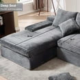 thumbnail image 7 of GNIXUU 98.8” Modular Sectional Sofa, Cloud Boneless Couch with Deep Seat Chaise, Comfy Corduroy L-Shape Convertible Modern Sponge Compression Sofas for Living Room,Bedroom,Office,Gray, 7 of 7