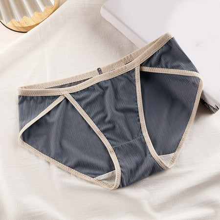 

Womens Panties Womens Contrast Color Simple Low Waist Briefs Panties Grey L