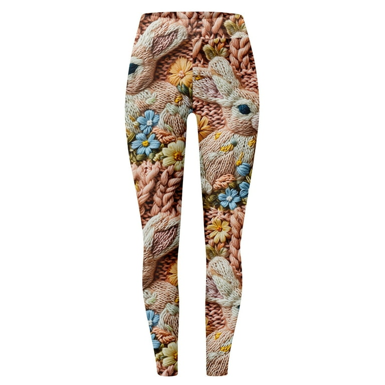 UoCefik Easter Leggings for Women High Waisted Easter Rabbit Bunny Eggs  Tummy Control Yoga Pant Gym Print Workout Tights Graphic Leggings Orange S