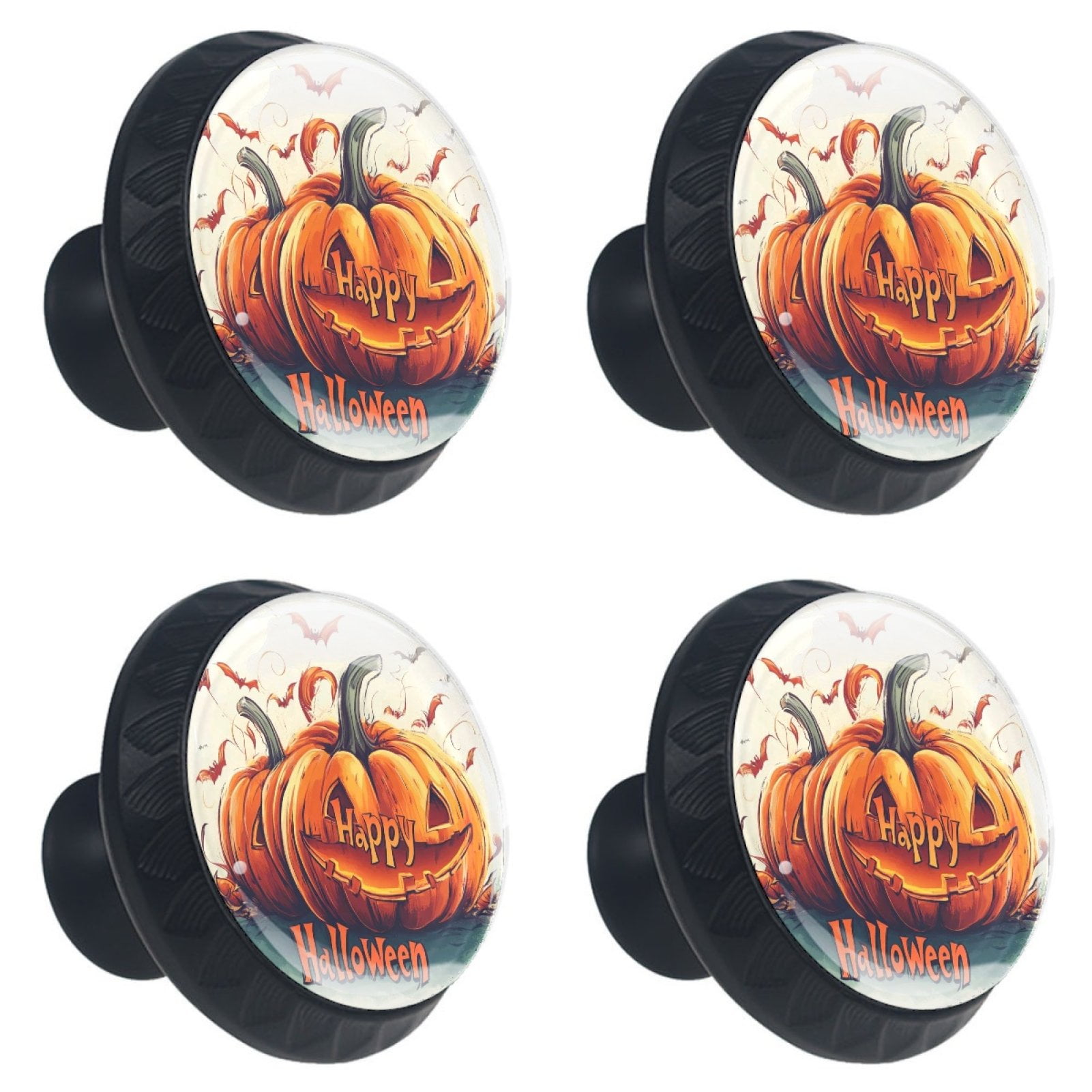 4 Pcs Happy Halloween Knobs for Kitchen Cabinet Cupboard Dresser Bookcase Drawer Pulls Handles Round Home Decor