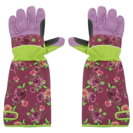 BESTONZON 1 Pair of Long Sleeve Garden Gloves Printing Long Gloves Protective Gardening Gloves