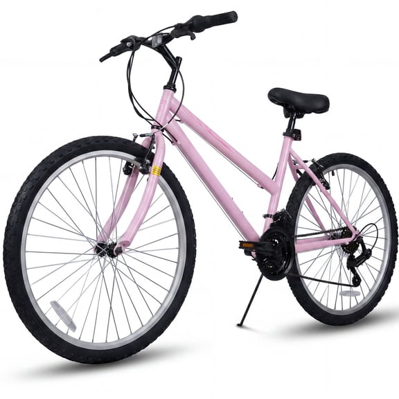 Hykolity Mountain Bike 26 inch MTB Bicycle for Women 21 Speed Commuter City Trail Cycling Bikes with Twist Shifter V Brake Front Rear Derailleur Pink