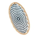 thumbnail image 4 of Woven Rattan Ceramic Storage Plate, Woven Rattan Ceramic Serving Tray Home Decoration Rustic Oval Functional  For Party For Birthday For Dining Table Ink Blue Flowers Dot, 4 of 8