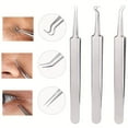 thumbnail image 2 of 1/3pcs Professional Facial Blackhead Remover Tweezers, Acne Removal Kit, Pimple Popper Tool, Stainless Steel, 2 of 5