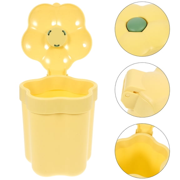 Masteelf Yellow Decorative Trash Bin with Lid 8.5L Small Plastic Rubbish Bin for Home Office Bathroom Storage