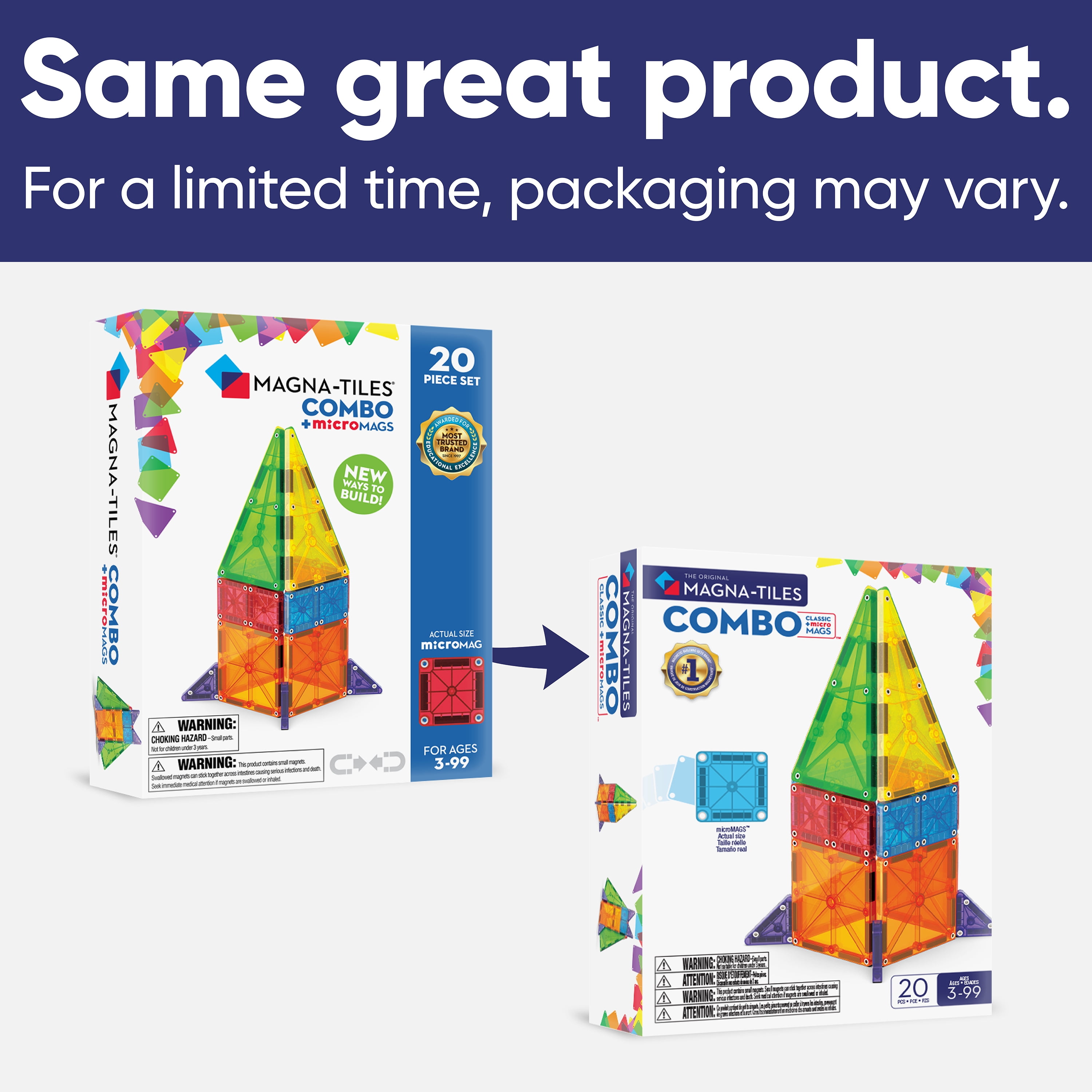 MAGNA-TILES Combo 20-Piece Magnetic Construction Set, the Original