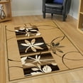 thumbnail image 1 of Allstar Brown / Beige Flowers Floral Design Modern Geometric Area Rug (3' 9" x 5' 1"), 1 of 7