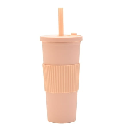 

Creative Straw Water Cup Heat Insulating Hand Rest Pp Straw Cup And Cleaning Brush Double Straw Cup 700ml