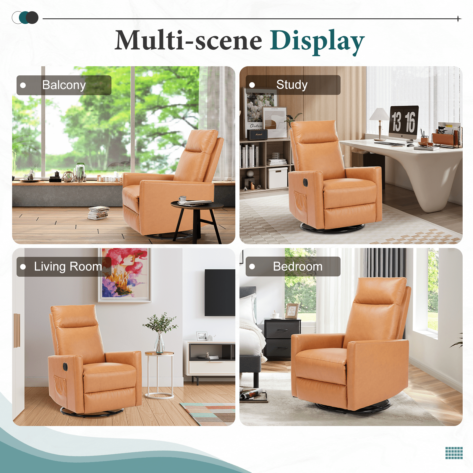 MAYEERTY 360° Swivel Rocking Recliner Chair, 95-160° Adjustable Backrest Linen Nursery Glider with Metal Base, 250lbs Capacity Easy Assembly