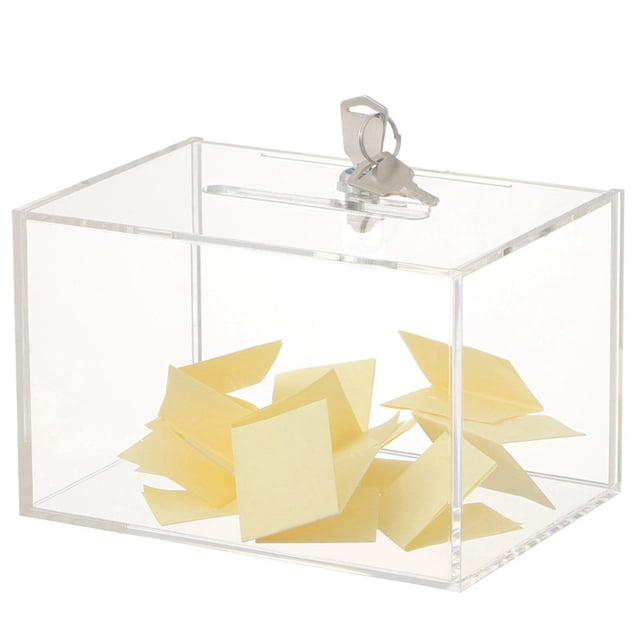 acrílica con cerradura y llaves, caja para puntas, caja de exhibición, caja de sugerencias, caja para encimera, caja de donación transparente Yotijar Caja de donación de acrílico