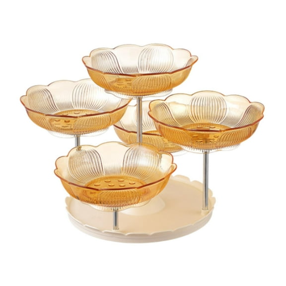 yotijay 3 Layer Fruit Plate Snack Serving Tray Centerpiece Practical Fashion Dried Fruit Yellow