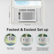 PhiloDeco 6000 BTU Window Air Conditioner Cool to 250 sq ft Intelligent, LED,Remote Control, Easy to Clean Filter Screen, Can Be Used as a Dehumidifier/Fan, Operates Quietly, and is Energy-Saving