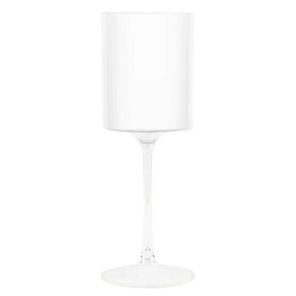 Two-Tone 9 Oz White with Clear Stem Plastic Wine Goblets : Ideal for Parties & Event: 5CT