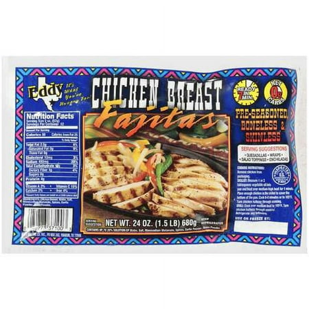 Eddy Boneless & Skinless Pre-Seasoned Chicken Breast Fajitas, 24 oz