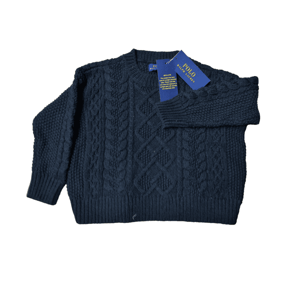 $65.00 Ralph Lauren Cable-Knit Sweater Polo Black, Size 5