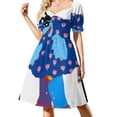 thumbnail image 3 of Vestido azul Meanie de manga corta, elegante y chic, para bodas y noche, ropa femenina, vestido de verano para mujer ., 3 of 7