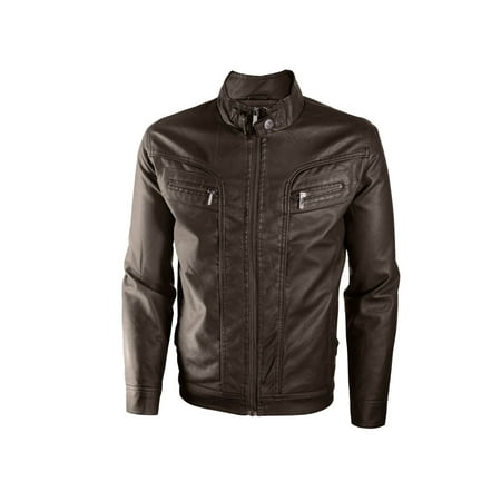 Alta Men's Motorcycle Faux Leather Jacket Quilted Lining Zip Up Outerwear