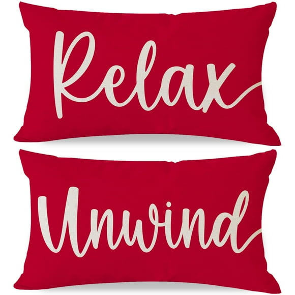 Fundas de almohada decorativas HERHOME, 30 x 50 cm, color rojo, juego de 2