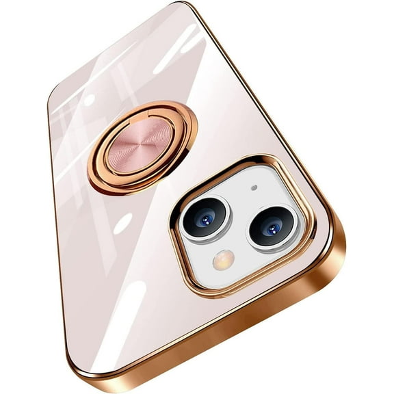 Compatible with iPhone 14 Case/iPhone 13 Case with Ring Holder Silicone Protective Cover Magnetic Kickstand Shockproof Folding iPhone14 Case iPhone13 Case Soft TPU Bumper