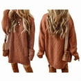 thumbnail image 3 of Women'S Cable Knit Casual Long Sleeve Loose Crew Neck Pullover Mini Sweater Dress Fall Winter Outfits Caramel Color M, 3 of 6