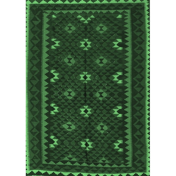 Ahgly Company Indoor Rectangle Oriental Emerald Green Traditional Area Rugs, 7' x 10'