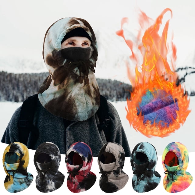 Winter Cold-proof Face Riding Mask, Ski Fleece Scarf, Warm Hood, Tie-dye Design, for Mountaineering, Outdoor Protection, Breathable Fabric, Windproof, Anti-fog, Hypoallergenic