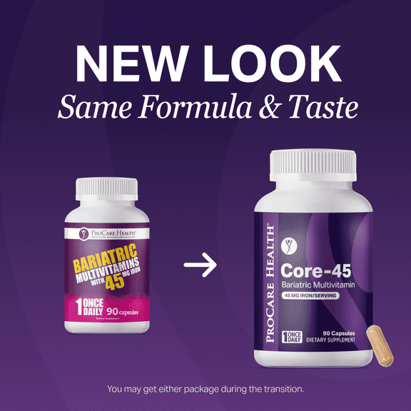 ProCare Health | Bariatric Multivitamin | Core 45mg Iron | Capsule | 90 Count | 3-Month Supply