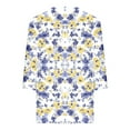 thumbnail image 4 of Jsaierl 3/4 Length Sleeve Tops for Women Casual V Neck Shirts Trendy Graphic Ladies Blouses Going Out Vacation T-shirts Top S-4XL, 4 of 5