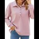 thumbnail image 2 of Sudadera Tipo Túnica de Larga Holgada para Mujer, Cuello Abotonado, Color Liso, para Invierno Rosa XL, 2 of 9
