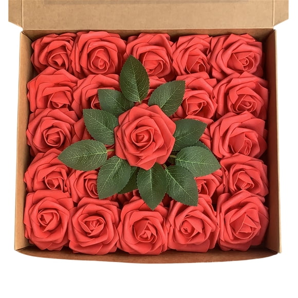 Decoraciones de la Ducha Nupcial 25 Rosas, Flores Artificiales, Decoraciones de Rosas, Rosas Reales Y Falsas con Tallos, Ramos de Boda, Duchas Nupciales, Arreglos de Flores Falsas, Día de San Valentín
