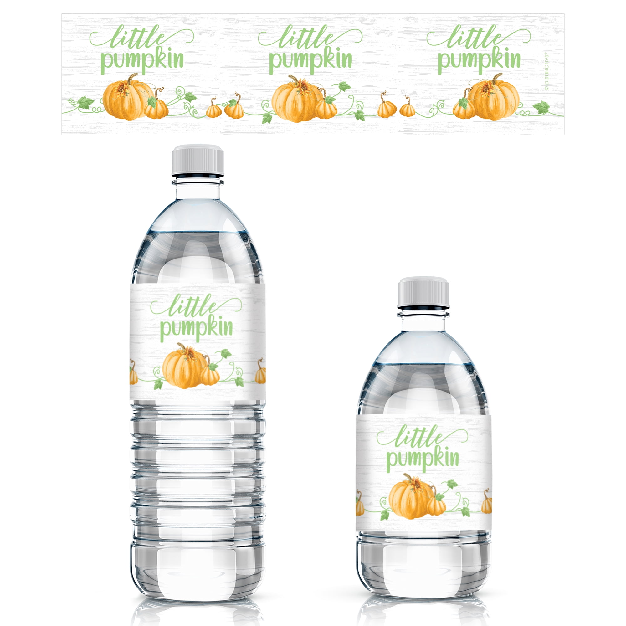 Fall Little Pumpkin Baby Shower Water Bottle Labels - 24 Stickers - Distinctivs