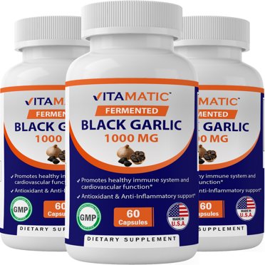 3 Pack - Vitamatic Fermented Black Garlic Extract 1000 mg 60 Capsules