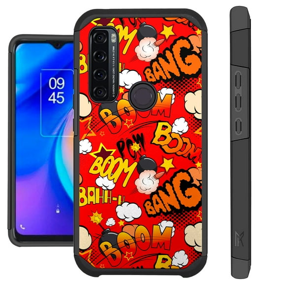 Compatible with TCL 30XE Hybrid Fusion Guard Phone Case Cover (Comic Boom Red)