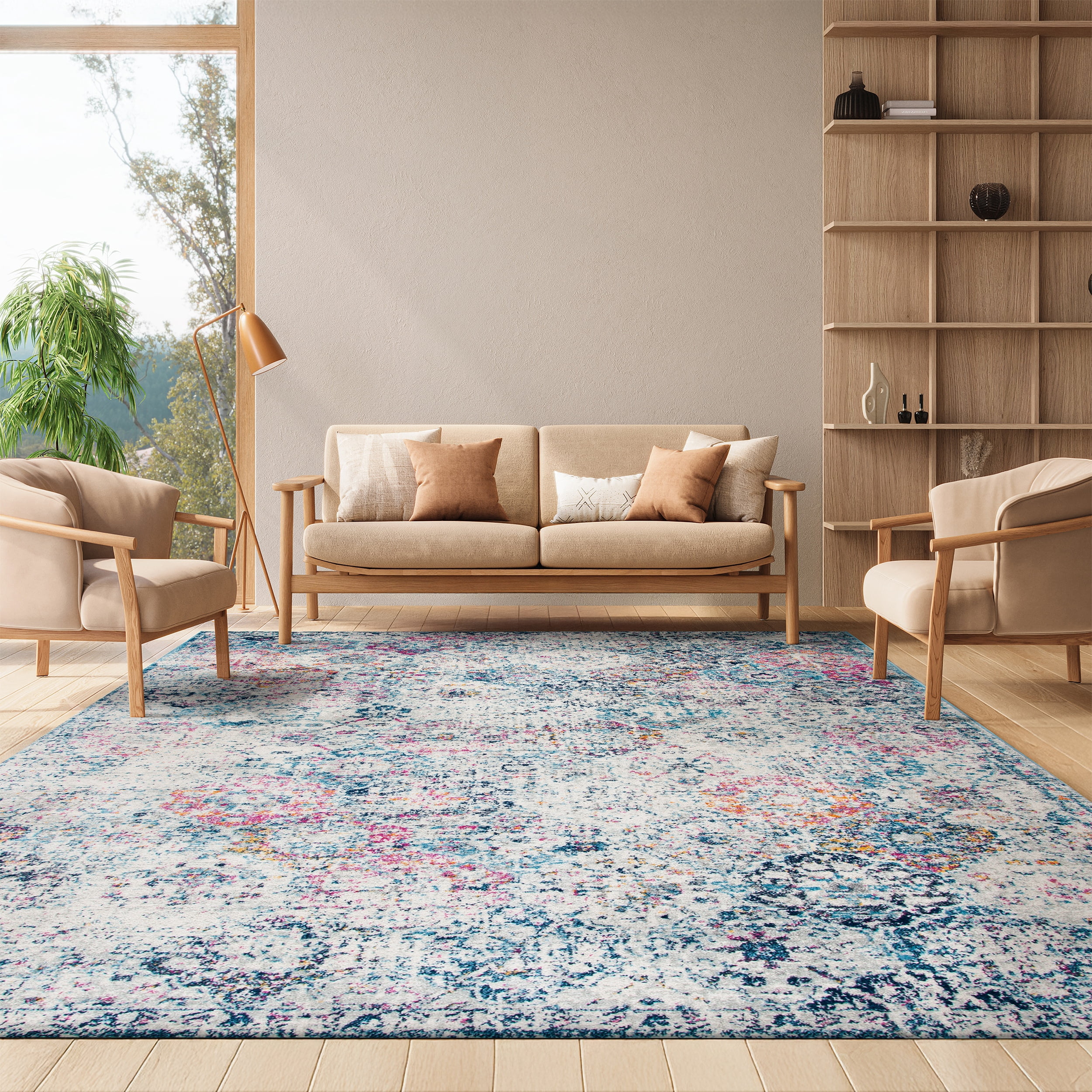 SAFAVIEH Area Rug 9x12 - Madison Collection - Large - Transitional Modern Design, Navy & Teal, Non-Shedding & Easy Cleaning, Ideal for Living Room, Bedroom, Dining Space (MAD611N)