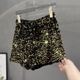 thumbnail image 4 of felwors Women's High Waist Black Textured Sequin Shorts 2026 Trendy Sparkly Party Shorts with Pockets for Night Out Music Festival（Gold， S）, 4 of 4