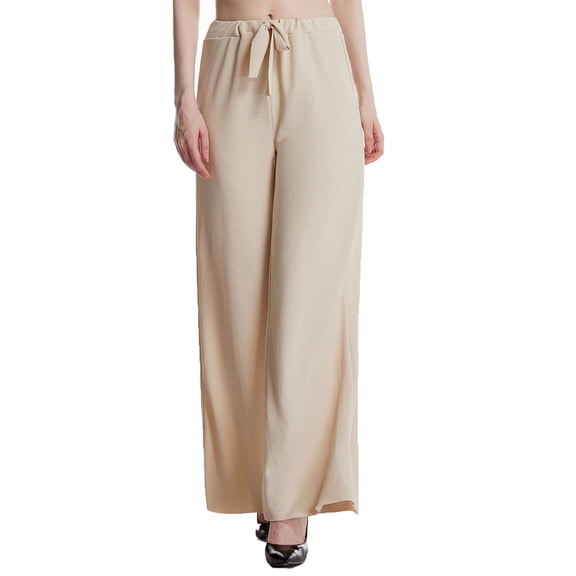 Daiosportswear Drawstring Baggy Wide Leg Jeans for Women High Waisted Pull On Jeans Denim Pants with Pockets,Pants for Women Beige S(S)